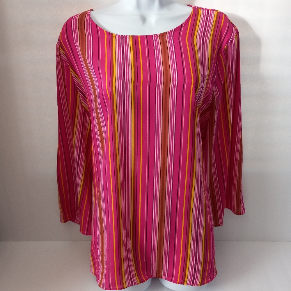 Worthington Striped Tie Waist Blouse
